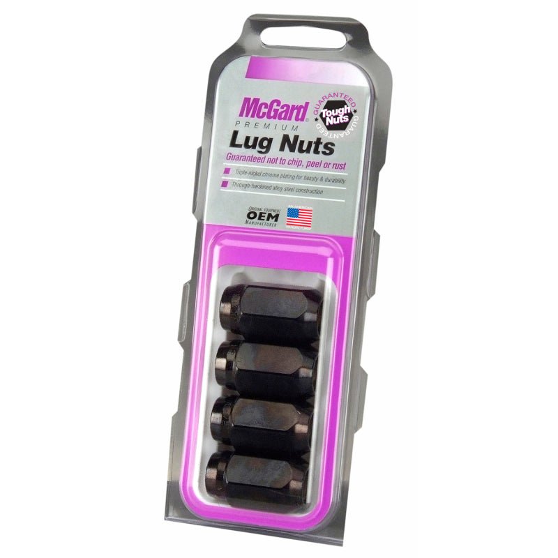 McGard Hex Lug Nut (Cone Seat) M12X1.5 / 13/16 Hex / 1.5in. Length (4 - pack) - Black Wheel and Tire Accessories offroad accessory | Iron Ridge Offroad