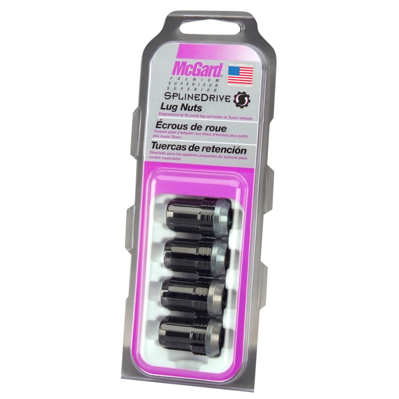 McGard SplineDrive Lug Nut (Cone Seat) M12X1.5 / 1.24in. Length (4 - Pack) - Black (Req. Tool) Wheel and Tire Accessories offroad accessory | Iron Ridge Offroad