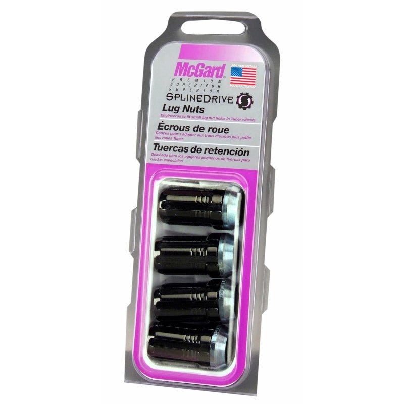 McGard SplineDrive Lug Nut (Cone Seat) M14X1.5 / 1.648in. Length (4 - Pack) - Black (Req. Tool) Wheel and Tire Accessories offroad accessory | Iron Ridge Offroad