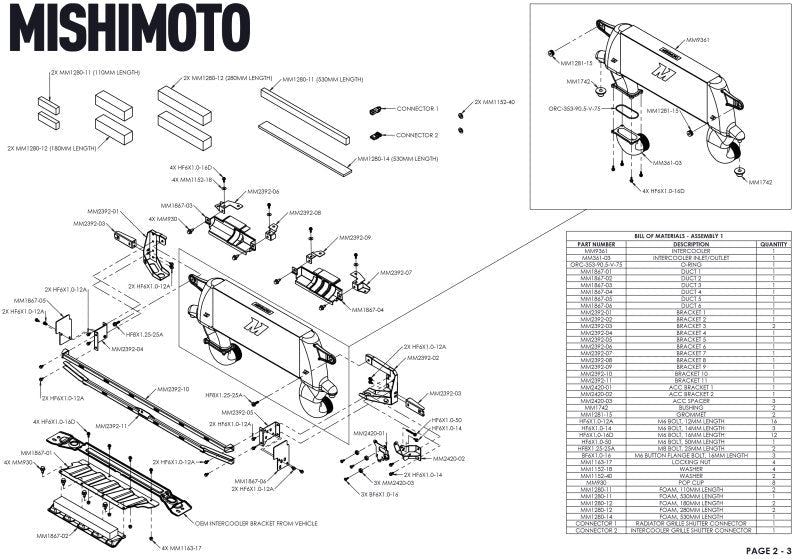Mishimoto High - Mount Intercooler Kit Black Core / Black Pipes - 2021+ Ford Bronco 2.3L Forced Induction offroad accessory | Iron Ridge Offroad