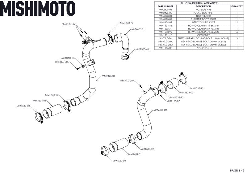 Mishimoto High - Mount Intercooler Kit Black Core / Black Pipes - 2021+ Ford Bronco 2.3L Forced Induction offroad accessory | Iron Ridge Offroad