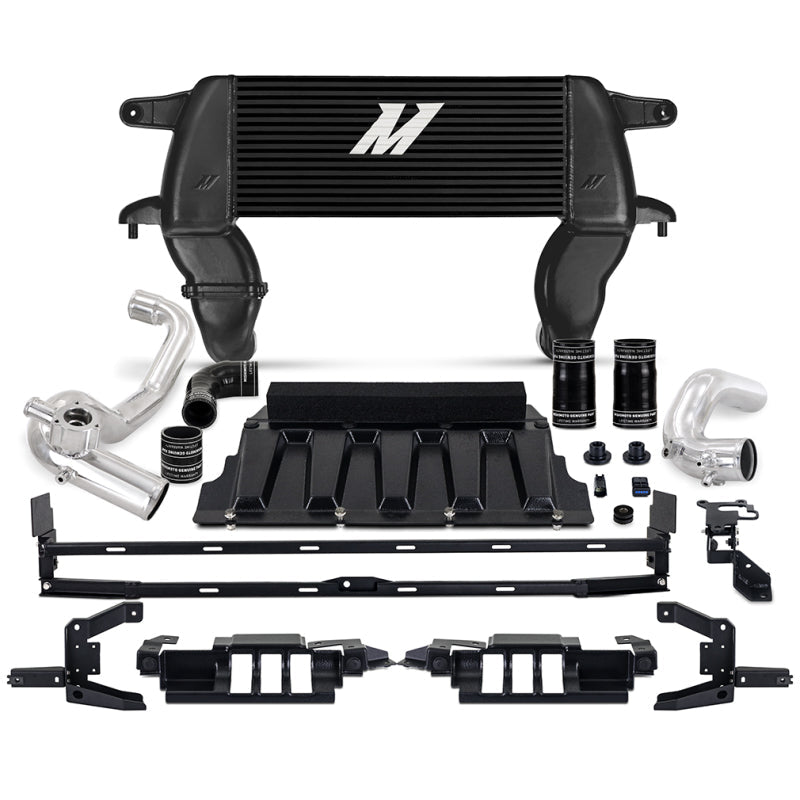 Mishimoto High - Mount Intercooler Kit Black Core / Polished Pipes - 2021+ Ford Bronco 2.3L Forced Induction offroad accessory | Iron Ridge Offroad