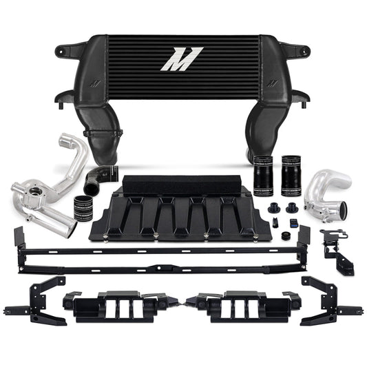 Mishimoto High - Mount Intercooler Kit Black Core / Polished Pipes - 2021+ Ford Bronco 2.3L Forced Induction offroad accessory | Iron Ridge Offroad