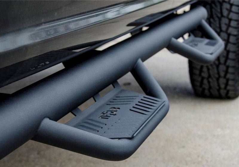 N - Fab Podium Cab Length Nerf Side Step Bars - 2019+ Ford Ranger SuperCrew Nerf Bars & Running Boards offroad accessory | Iron Ridge Offroad
