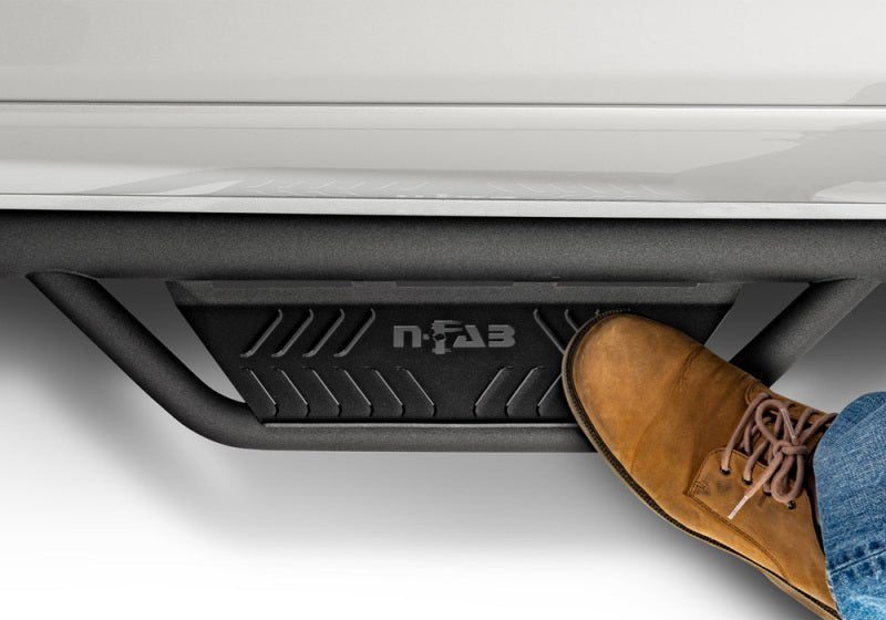 N - Fab Podium Cab Length Nerf Side Step Bars - 2019+ Ford Ranger SuperCrew Nerf Bars & Running Boards offroad accessory | Iron Ridge Offroad