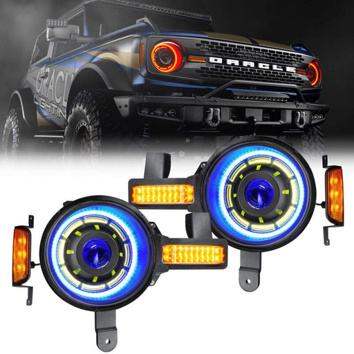 Oracle 2021+ Ford Bronco Oculus Bi - LED Projector Headlights - ColorSHIFT LED Lights offroad accessory | Iron Ridge Offroad
