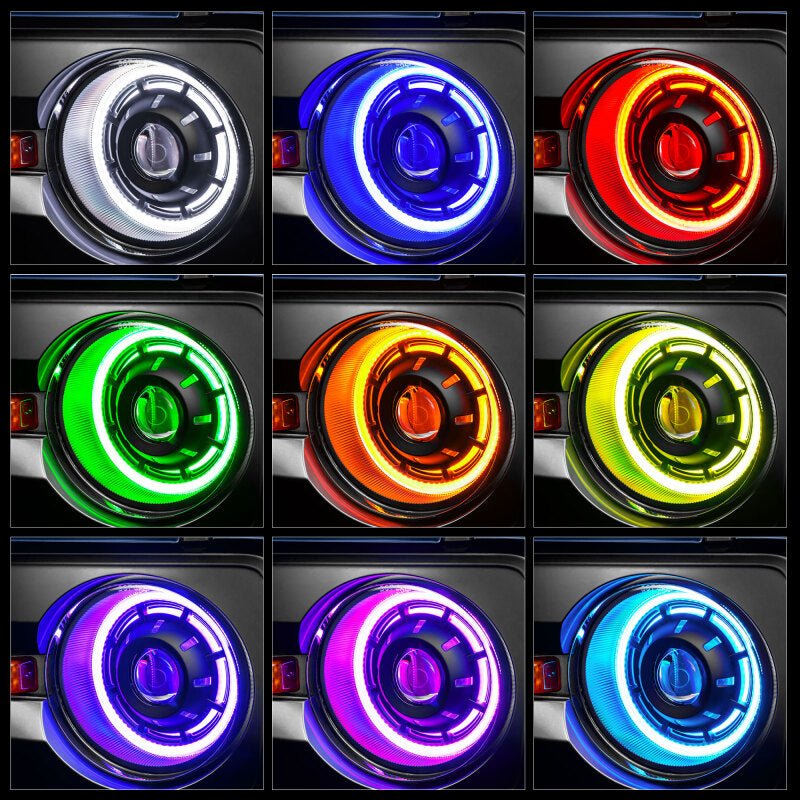 Oracle 2021+ Ford Bronco Oculus Bi - LED Projector Headlights - ColorSHIFT LED Lights offroad accessory | Iron Ridge Offroad