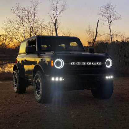 ORACLE Lighting 2021 - 2024 Ford Bronco Triple LED Fog Light Kit for Steel Bumper - White Lights offroad accessory | Iron Ridge Offroad