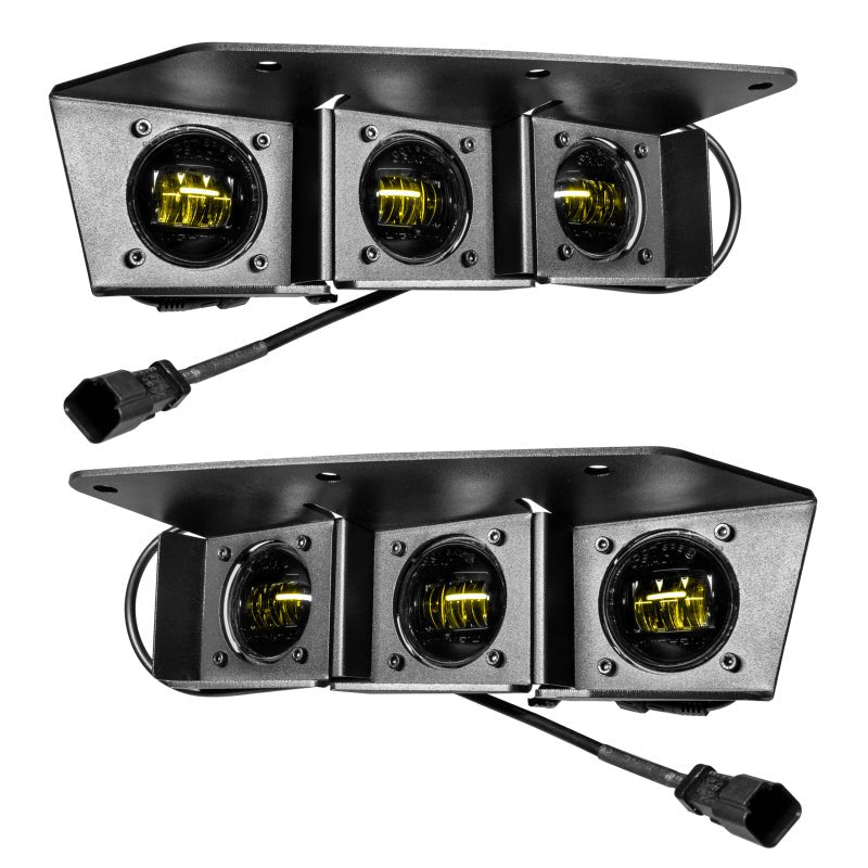ORACLE Lighting 21 - 22 Ford Bronco Triple LED Fog Light Kit for Steel Bumper - Yellow Lights offroad accessory | Iron Ridge Offroad