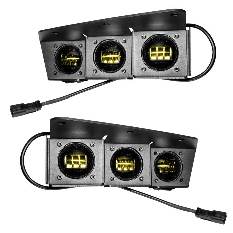 ORACLE Lighting 21 - 22 Ford Bronco Triple LED Fog Light Kit for Steel Bumper - Yellow Lights offroad accessory | Iron Ridge Offroad