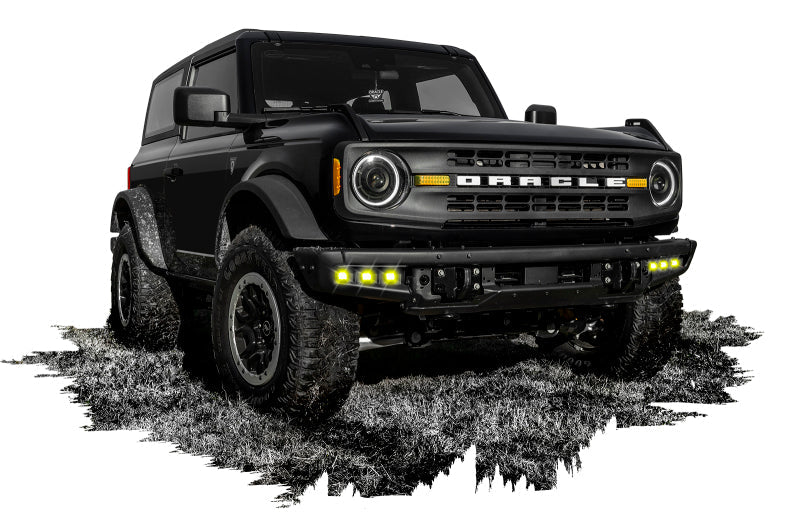 ORACLE Lighting 21 - 22 Ford Bronco Triple LED Fog Light Kit for Steel Bumper - Yellow Lights offroad accessory | Iron Ridge Offroad