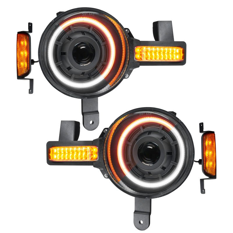 Oracle Oculus Bi - LED Amber/White Switchback Projector Headlights - 2021+ Ford Bronco Lights offroad accessory | Iron Ridge Offroad