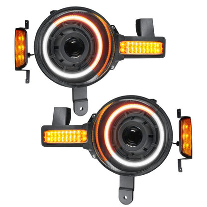 Oracle Oculus Bi - LED Amber/White Switchback Projector Headlights - 2021+ Ford Bronco Lights offroad accessory | Iron Ridge Offroad