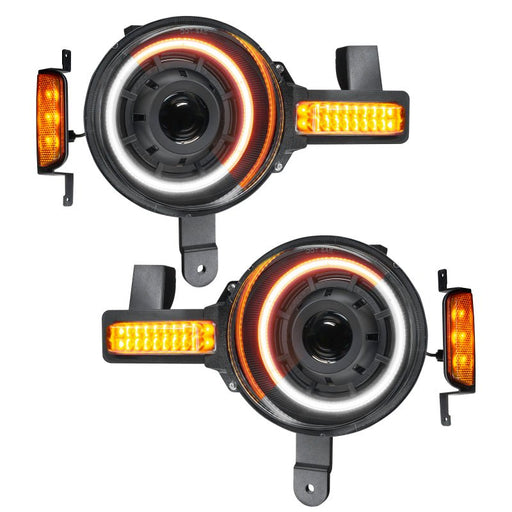Oracle Oculus Bi - LED Amber/White Switchback Projector Headlights - 2021+ Ford Bronco Lights offroad accessory | Iron Ridge Offroad