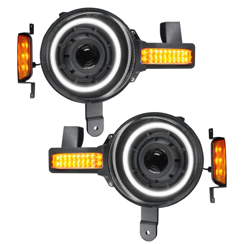 Oracle Oculus Bi - LED White DRL Projector Headlights - 2021+ Ford Bronco Lights offroad accessory | Iron Ridge Offroad