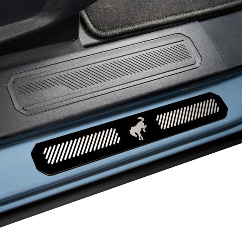 Putco Bronco Etching 4pcs Black Platinum Door Sills - 2021+ Ford Bronco 4 DR Interior Accessories offroad accessory | Iron Ridge Offroad