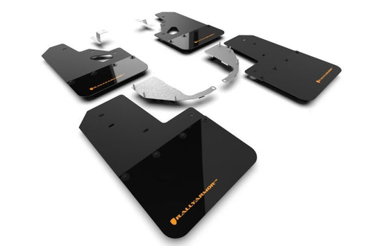 Rally Armor Mud Flaps | Orange Logo - 2021+ Ford Bronco w/ Rock Rails & Steel Bumper Body Armor & Protection offroad accessory | Iron Ridge Offroad