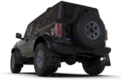 Rally Armor Mud Flaps|Area Blue Logo - 2021+ Ford Bronco w/ Rock Rails & Steel Bumper Body Armor & Protection offroad accessory | Iron Ridge Offroad