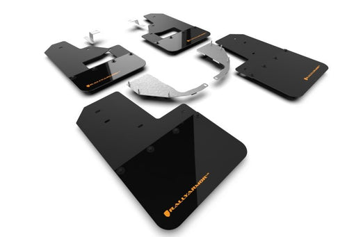 Rally Armor Mud Flaps|Orange Logo - 2021+ Ford Bronco w/ Running Boards & Steel Bumper Body Armor & Protection offroad accessory | Iron Ridge Offroad