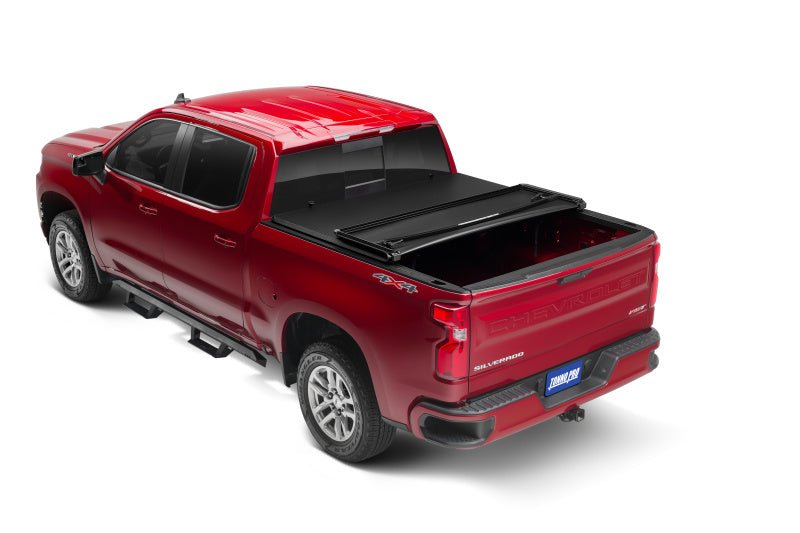 Tonno Pro TonnoFold Tri-Fold Tonneau Cover | Chevrolet Silverado 1500 / GMC Sierra 1500 / Silverado ZR2 / Sierra AT4 / AT4X (19-26) (42-118) Tonneau Covers offroad accessory | Iron Ridge Offroad