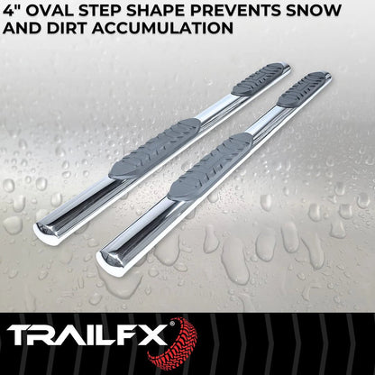 TrailFX 4 in Oval Straight Stainless Steel Running Boards - 2021+ Ford Bronco 4 DR offroad accessory | Iron Ridge Offroad