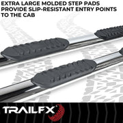 TrailFX 4 in Oval Straight Stainless Steel Running Boards - 2021+ Ford Bronco 4 DR offroad accessory | Iron Ridge Offroad