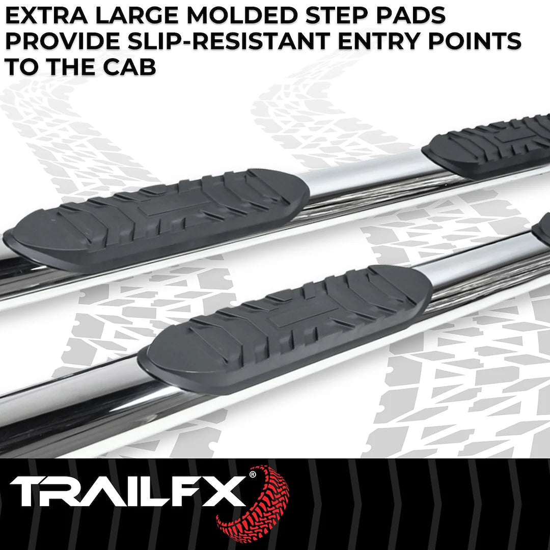 TrailFX 4 in Oval Straight Stainless Steel Running Boards - 2021+ Ford Bronco 4 DR offroad accessory | Iron Ridge Offroad