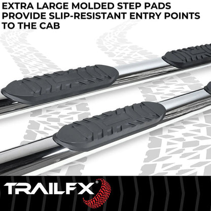 TrailFX 4 in Oval Straight Stainless Steel Running Boards - 2021+ Ford Bronco 4 DR offroad accessory | Iron Ridge Offroad