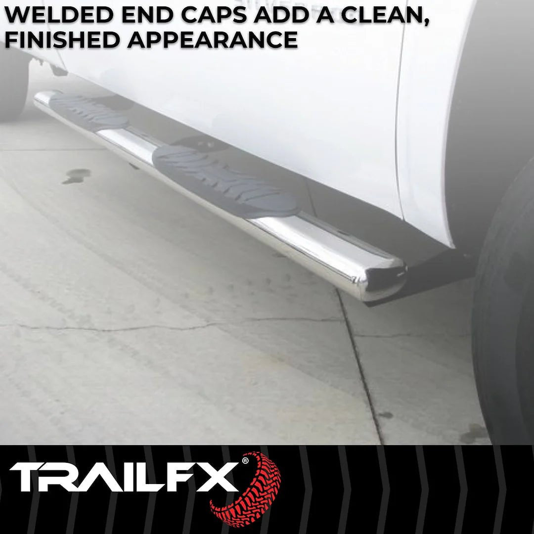 TrailFX 4 in Oval Straight Stainless Steel Running Boards - 2021+ Ford Bronco 4 DR offroad accessory | Iron Ridge Offroad