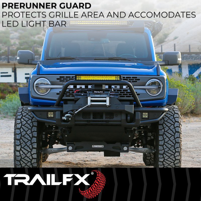 TrailFX Full Width Winch Front Bumper - 2021+ Ford Bronco offroad accessory | Iron Ridge Offroad