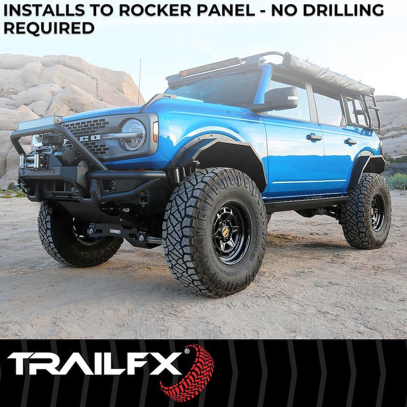 TrailFX Overland Running Boards - 2021+ Ford Bronco 4DR offroad accessory | Iron Ridge Offroad