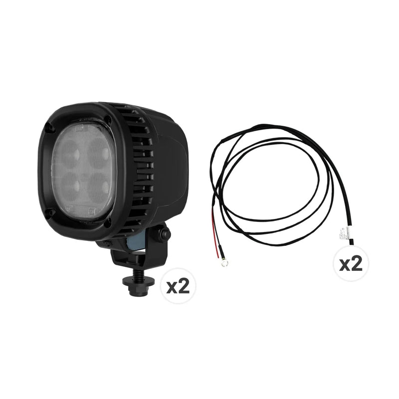 TYRI Off-Roading Lightign 4 in 1010 Round LED Driving Light Pair w/ Amber Lens Covers & Pigtails | Universal (CLK-103-1) LED offroad accessory | Iron Ridge Offroad