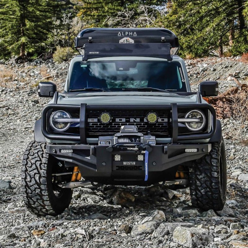 Westin XTS Front Bumper Brush Guard Textured Black - 2021+ Ford Bronco Bumpers offroad accessory | Iron Ridge Offroad