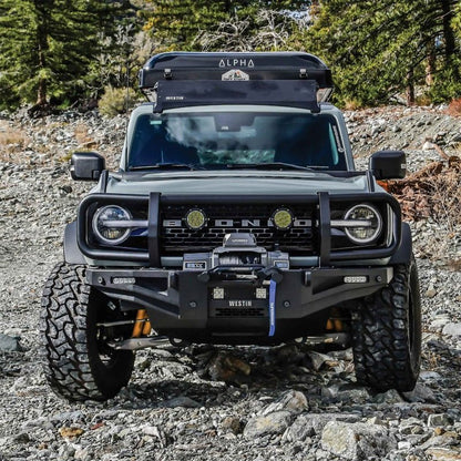 Westin XTS Front Bumper Brush Guard Textured Black - 2021+ Ford Bronco Bumpers offroad accessory | Iron Ridge Offroad