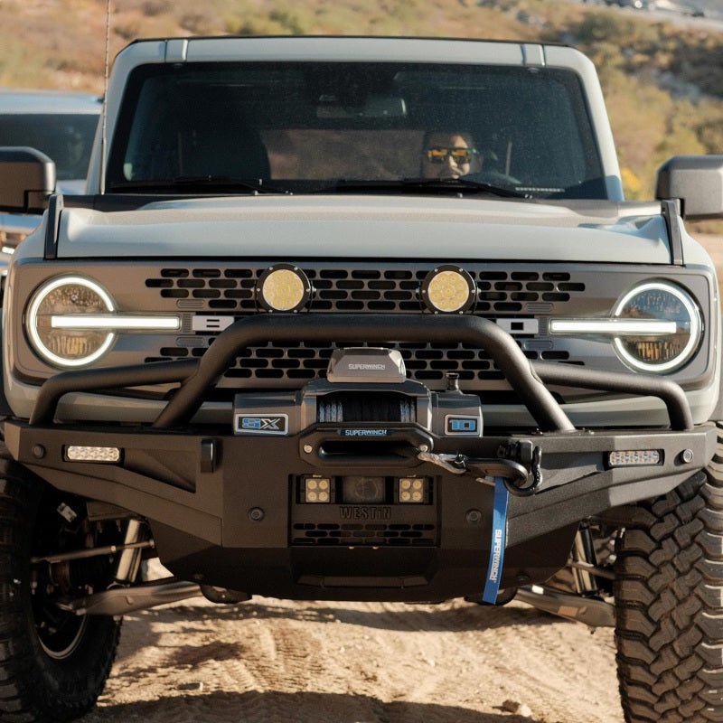 Westin XTS Round Bull Bar Texture Black - 2021+ Ford Bronco Bumpers offroad accessory | Iron Ridge Offroad